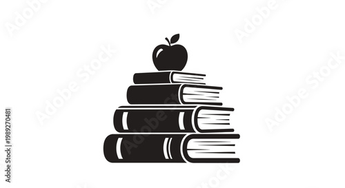 Stack of Books with Apple Icon
