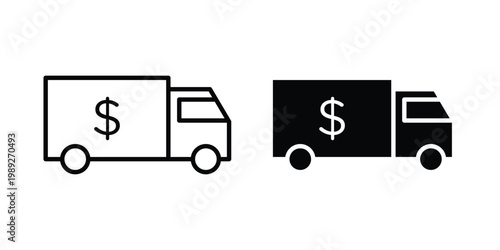 Delivery cost icon set, isolated on white background flat vectors