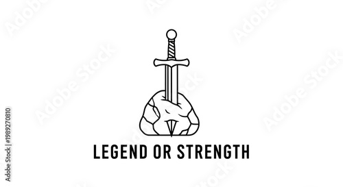 Sword in Stone Illustration: Legend or Strength Concept