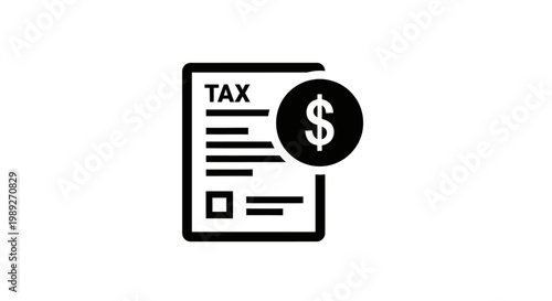 Tax Form with Dollar Sign Icon, Financial Document, Business and Finance Concept