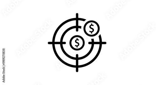Target with Dollar Signs: Financial Goal, Investment Focus, Business Success