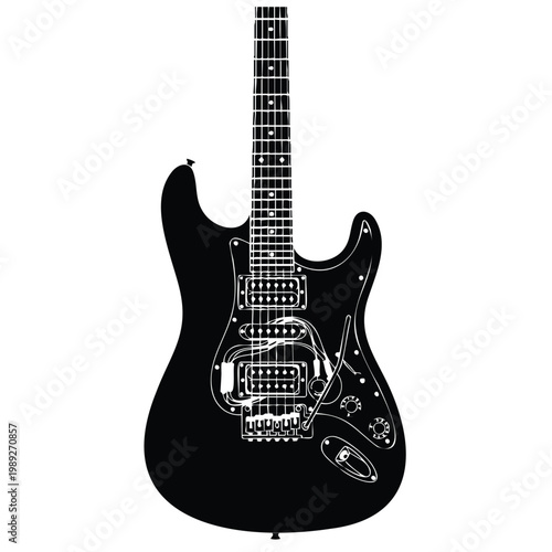 Silhouette set bundle of a classic electric guitar musical instrument.