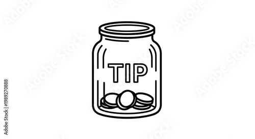 Tip Jar Icon with Coins and "TIP" Text