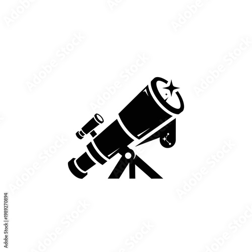 Telescope Icon, Astronomy, Science, Space Exploration, Star Gazing, Vector Art