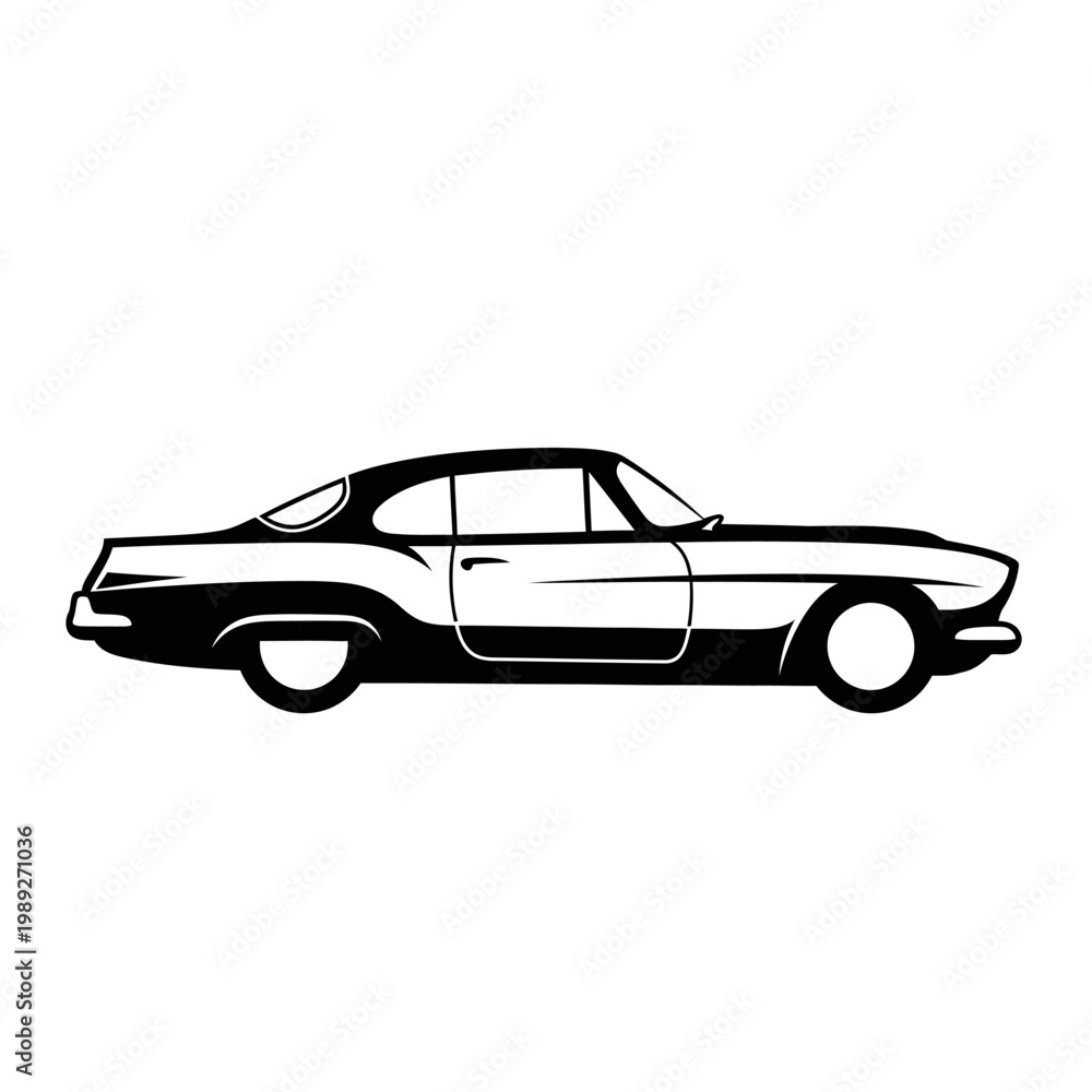 Fototapeta premium Vintage Car Silhouette Vector Illustration