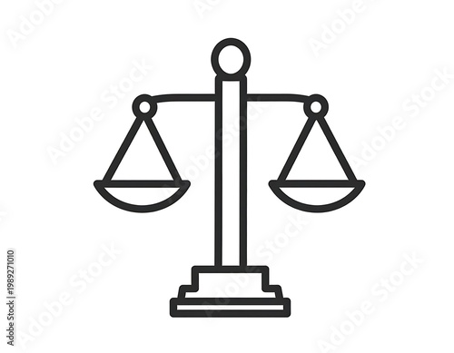 A simple black line drawing of a balance scale