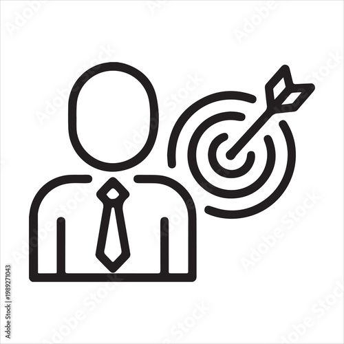 Businessman with a target and arrow representing goals and success
