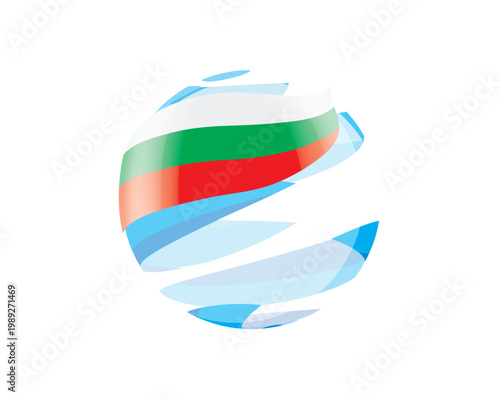 Flat of patriotic globe featuring waving Bulgarian flag design