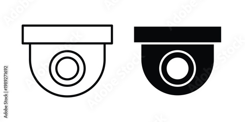 Dome cctv camera icon set, isolated on white background flat vectors