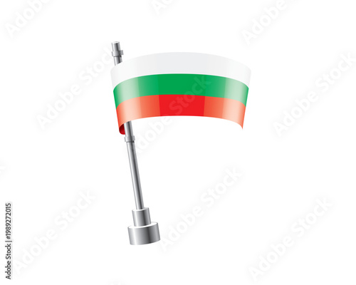 Clean representation showcasing Bulgarian flag attached to glossy metal pole