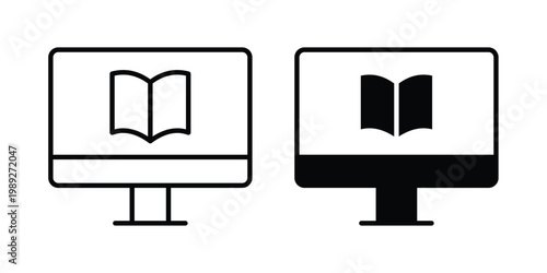 E learning icon set, isolated on white background flat vectors