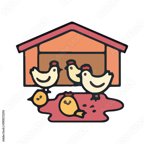 Cute Cartoon Chicken Coop Illustration