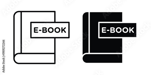 Ebook icon set, isolated on white background flat vectors