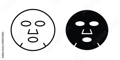 Face sheet mask icon set, isolated on white background flat vectors