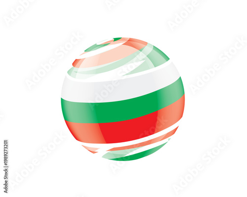 Illustration of globe wrapped in Bulgarian flag patterns with subtle shadowing