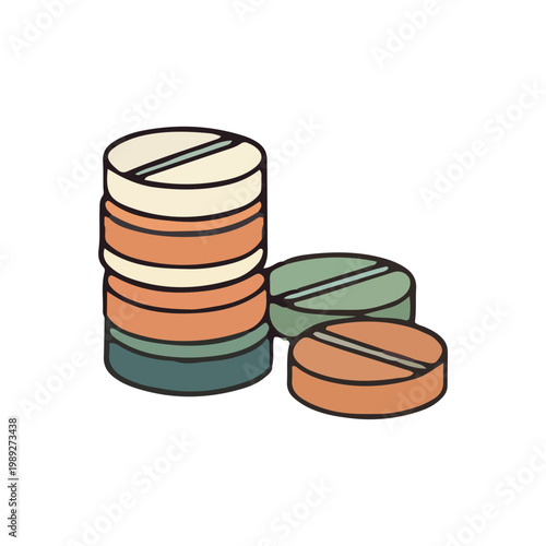 Stack of Colorful Medical Pills