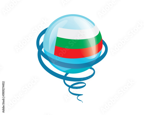 Stylish international icon showcasing Bulgarian flag within reflective globe design
