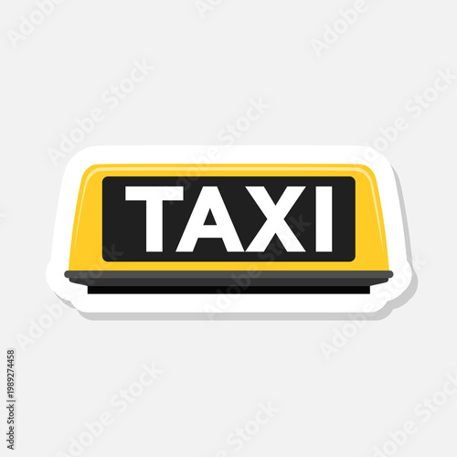 Taxi sign for cab icon sticker isolated on gray background