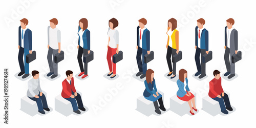 Isometric illustration of diverse business people in professional attire
