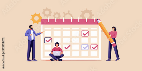 Team planning and scheduling with a calendar and task completion checks