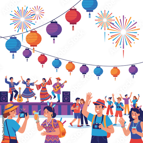 Cultural festival tourism experience Illustration