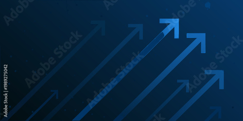 Blue abstract background with multiple upward pointing arrows