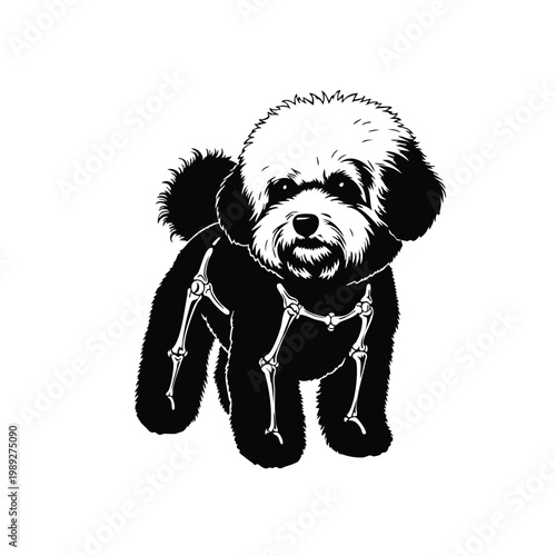 Poodle dog halloween vector set bundle black silhouette illustration.