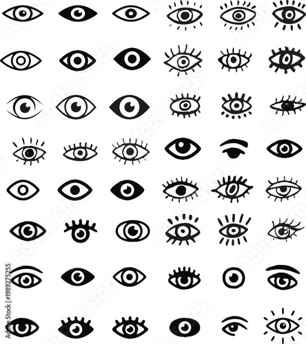 Eye icon set. See and unsee eye icon. Eye icon for visible and invisible passwords. Hide and show password icons. Eyes open and closed vector icons