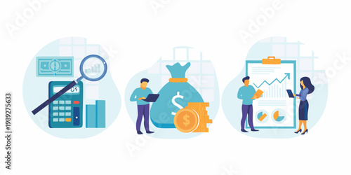 Financial analysis and data review with business professionals