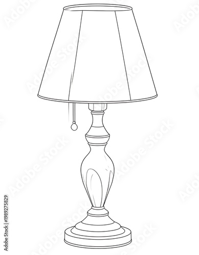 A simple line drawing of a table lamp with a shade (1)