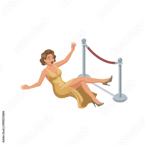 Woman falls while celebrity event crowd barrier fails to hold her back