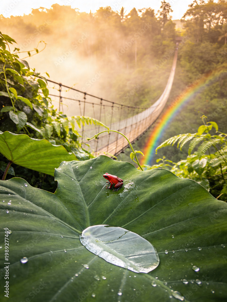 Fototapeta premium Mystical Cloud Forest Canopy with Epiphytes and Mist