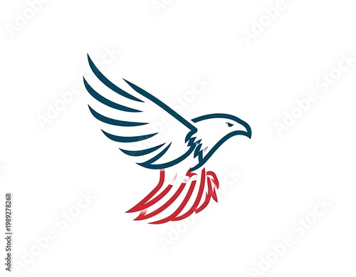 A stylized bird in flight with outstretched wings