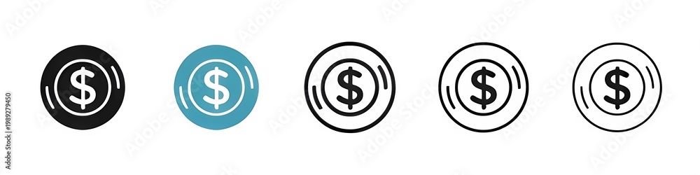 Fototapeta premium Coin line icon set. dollar money coin vector symbol for UI designs. Thin line customizable illustration. Contour symbol. Vector isolated outline drawing. Editable stroke