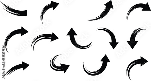 Various curved and swirling arrows in different directions and styles