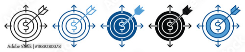 Profit icon set multiple style collection