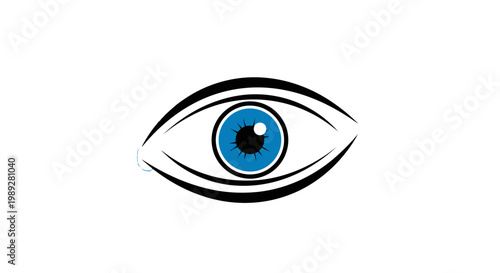 a blue eye with a black pupil.