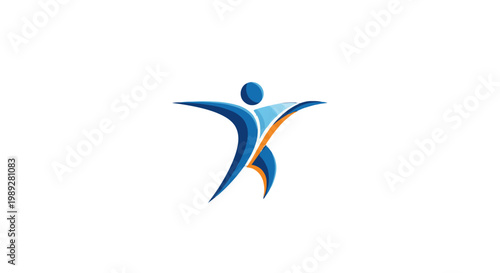 A blue and orange human figure logo.