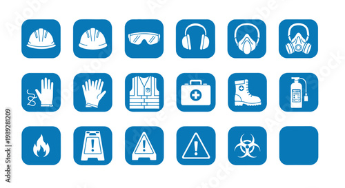 Collection of safety and protection icons.