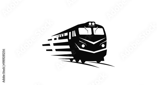 Black silhouette of a speeding train.