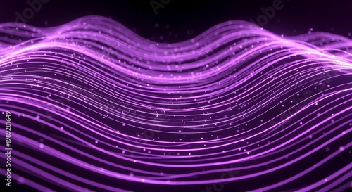 Purple Neon Light Wave Pattern Background.
