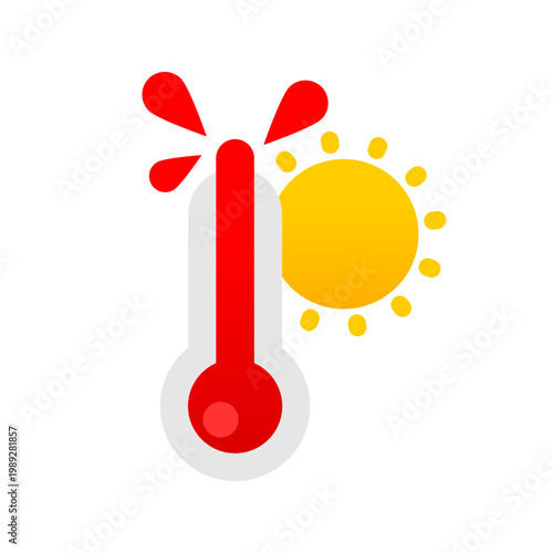 Broken thermometer with sun hot weather icon vector design