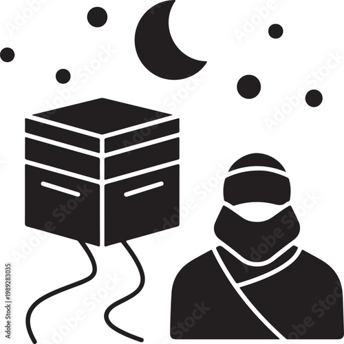 Beekeeper with beehive under moonlight, night scene apiary