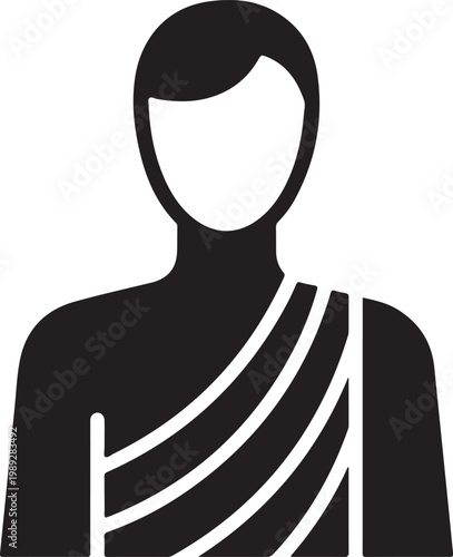 Buddhist monk silhouette, saffron robe