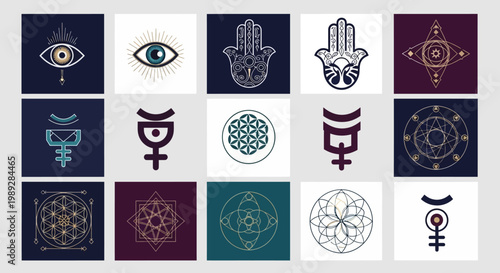Set of Mystical Sacred Geometry Symbols and Esoteric Signs