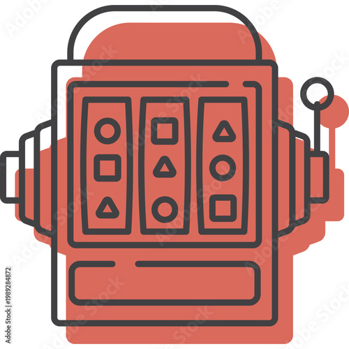 Outline Slot Machine Icon Illustration for Gambling Game