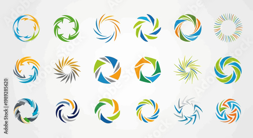 Set of Abstract Circular Logo Symbols and Icons