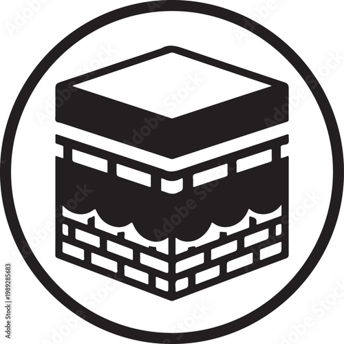 Kaaba silhouette, mecca cube with transparent background