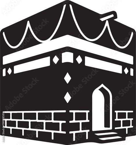 Kaaba silhouette, mecca islamic architecture, sacred cube structure