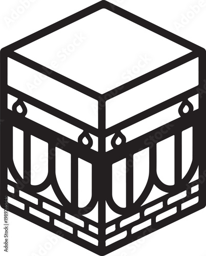 Kaaba silhouette, mecca islamic cube structure with transparent background
